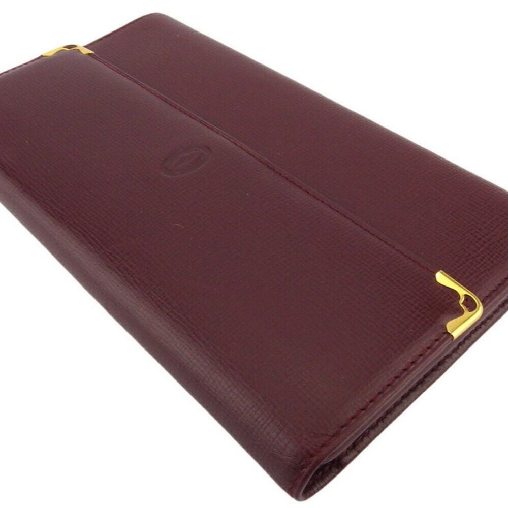 Cartier Long Wallet Mastline Bordeaux Leather Aut… - image 2